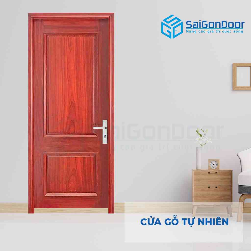 Cửa gỗ tự nhiên  được sử dụng làm cửa phòng vệ sinh mang lại phong cách cổ điển và sang trọng