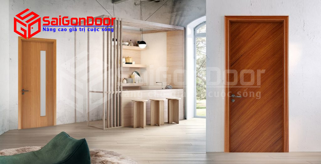 Sử dụng cửa gỗ chịu nước vừa đồng bộ được nội thất phong cách bài trí căn nhà, vừa tiết kiệm chi phí khi sử dụng