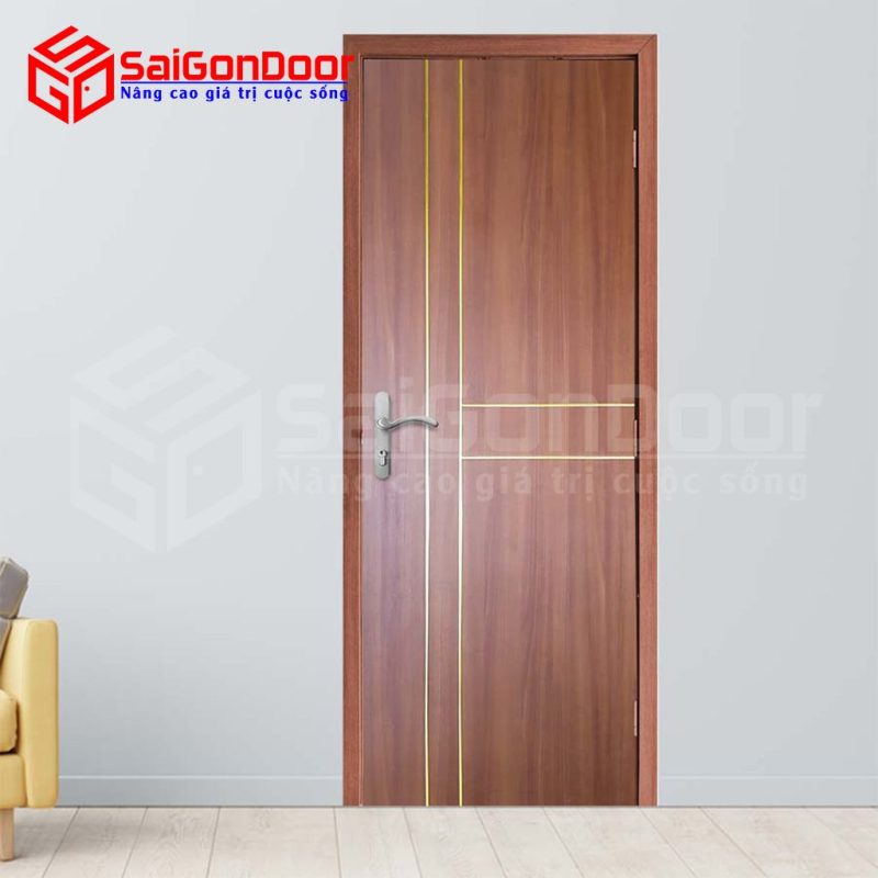 Cửa nhựa gỗ Composite màu nâu cánh gián